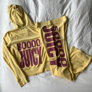 Vintage Y2K Juicy Couture Yellow Terry Tracksuit Matching Set